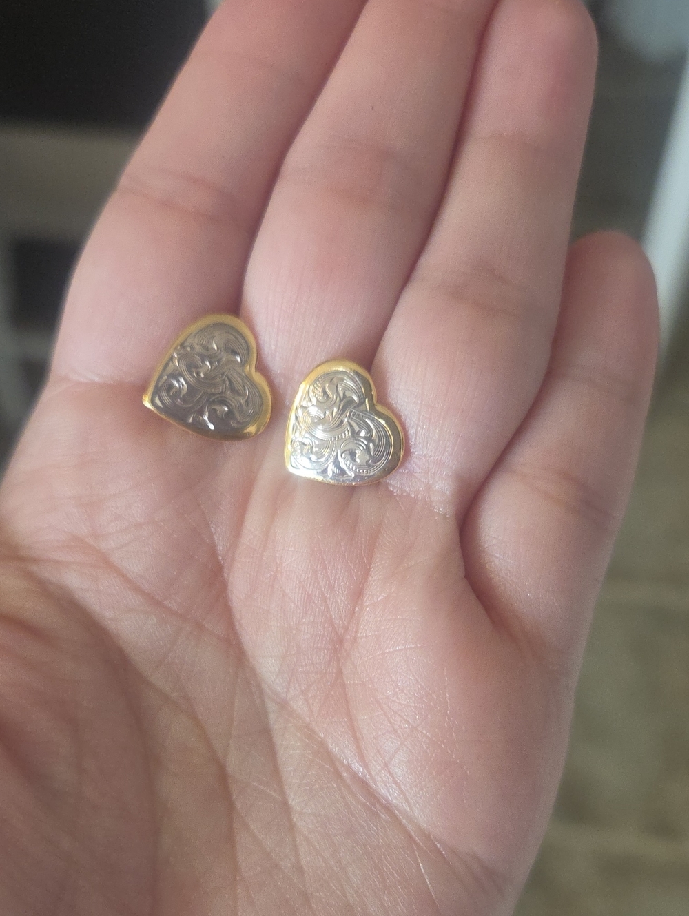 Gold/Silver Heart Stud Earrings - Women Jewelry